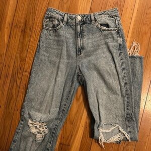 Garage distressed wide leg jeans